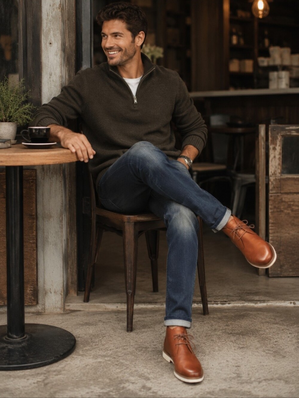 Cole Haan Men's Cognac Leather Chukka Boots